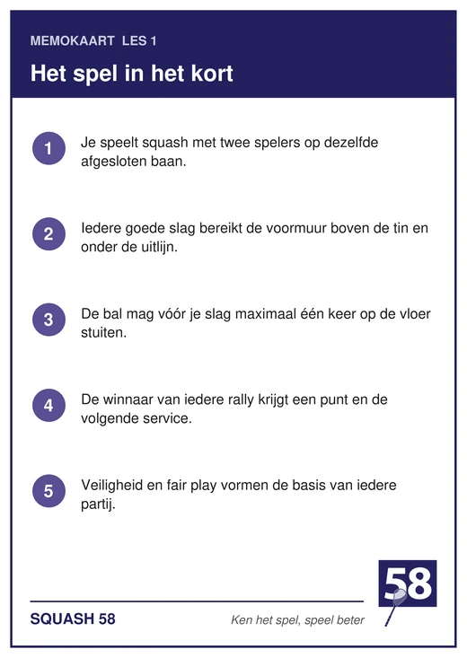 Memokaart van les 1