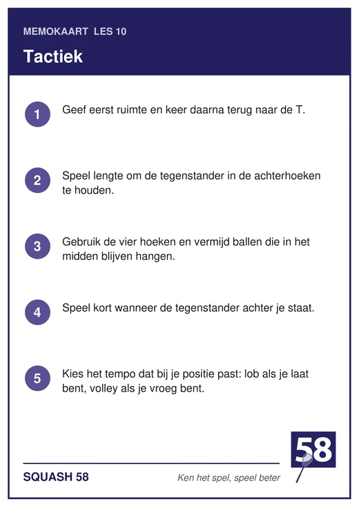 Memokaart van les 10